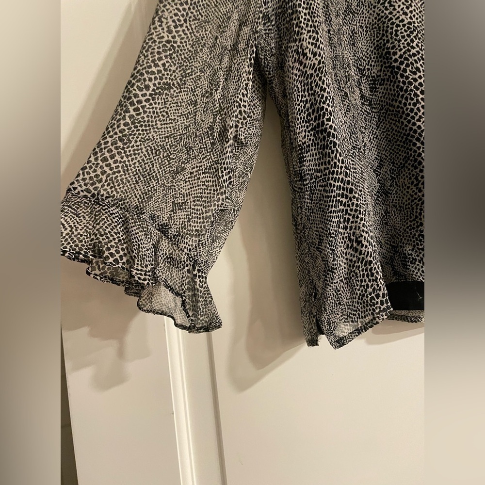 Silk Ruffled Snake Print Blouse - Picture 2 of 8